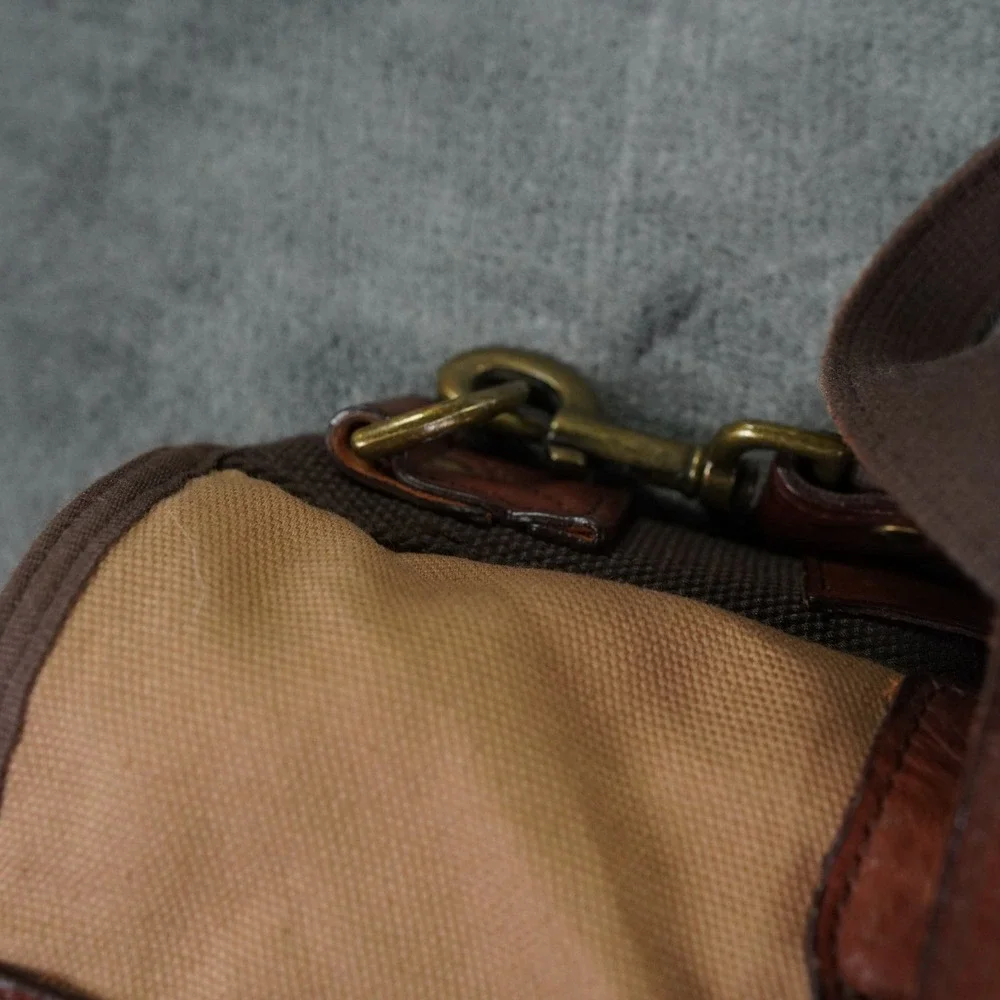Duluth Trading 1 Night Stand Rolled Bag Tan Leather Canvas Suit Shoes Shaving